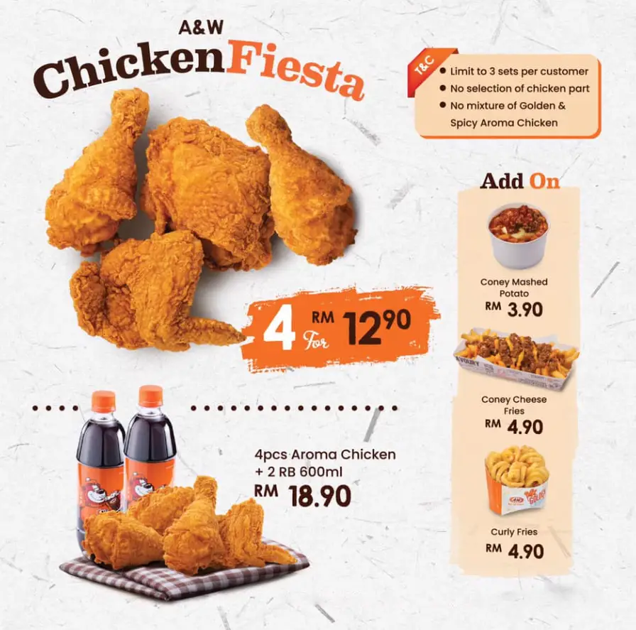 A&W AROMA CHICKEN PRICES