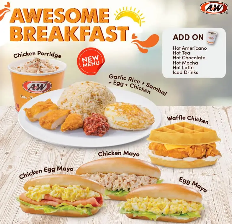 A&W BREAKFAST MENU WITH PRICES