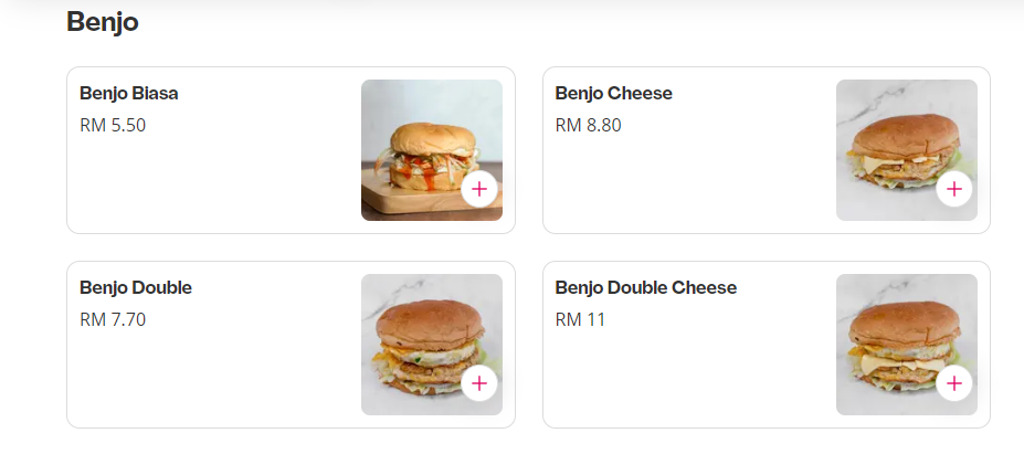 BOB BURGER BENJO PRICES