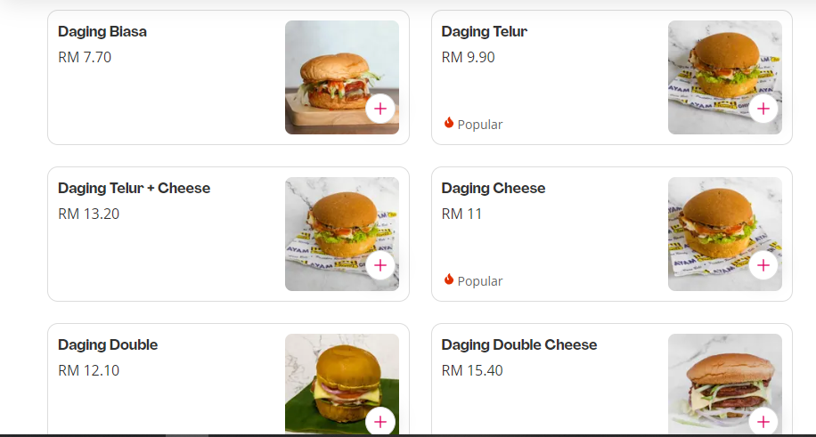 BOB BURGER – BURGER MENU WITH PRICES