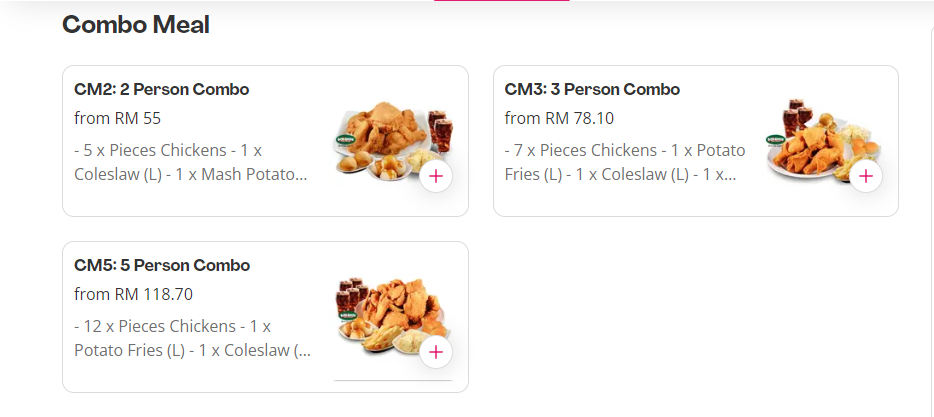 BORENOS FRIED CHICKEN COMBO MEALS PRICES