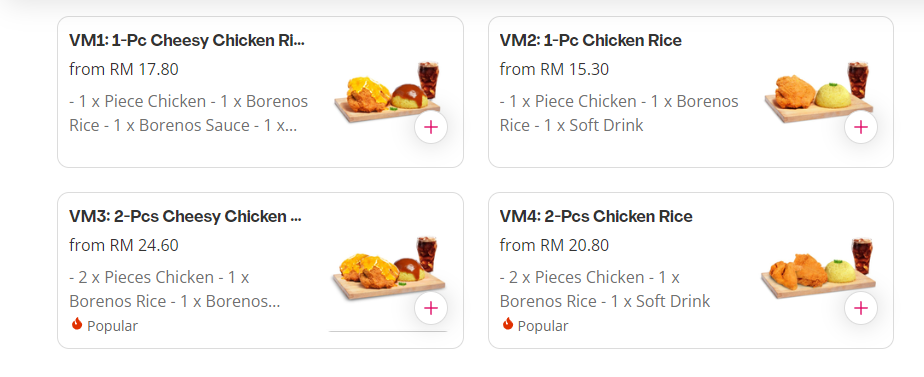 BORENOS FRIED CHICKEN VALUE MEALS PRICES