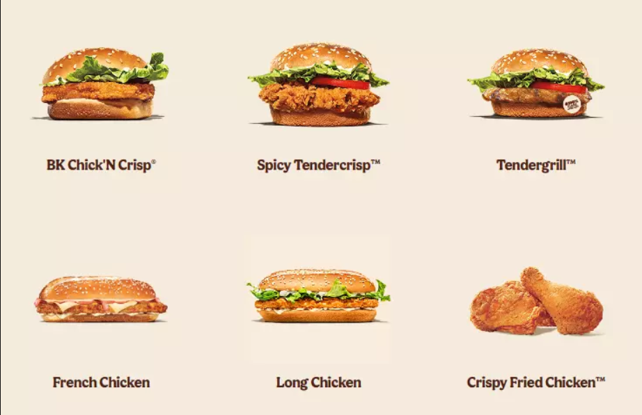 BURGER KING CHICKEN MENU WITH PRICES