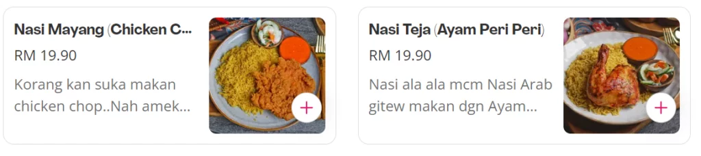 CHICKEN ROYALE SET NASI ARAB PRICES