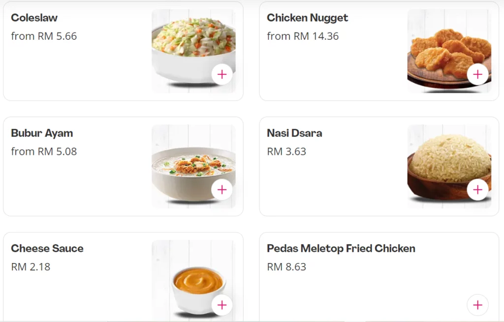 DSARA FRIED CHICKEN A LA CARTE MENU WITH PRICES