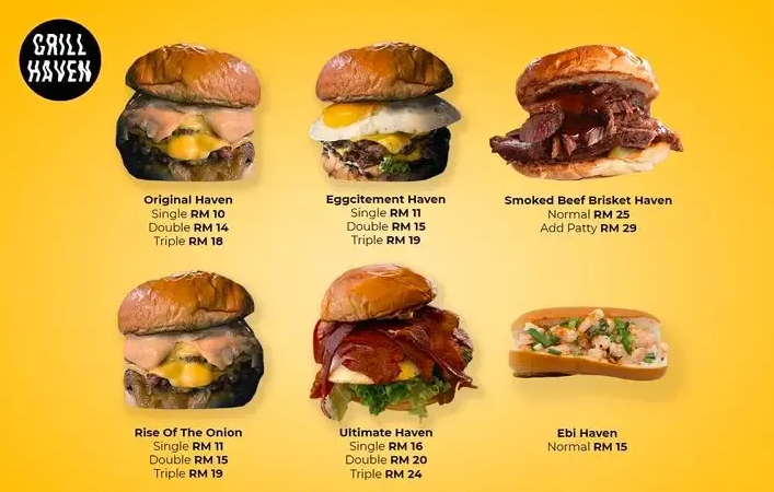 GRILL HAVEN BURGERS MENU WITH PRICES