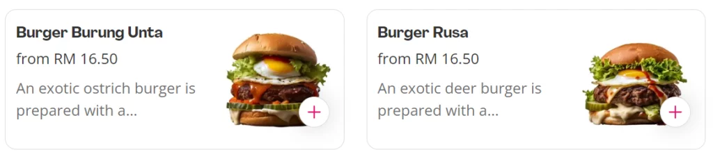 GTR BURGER EXOTIC BURGER PRICES