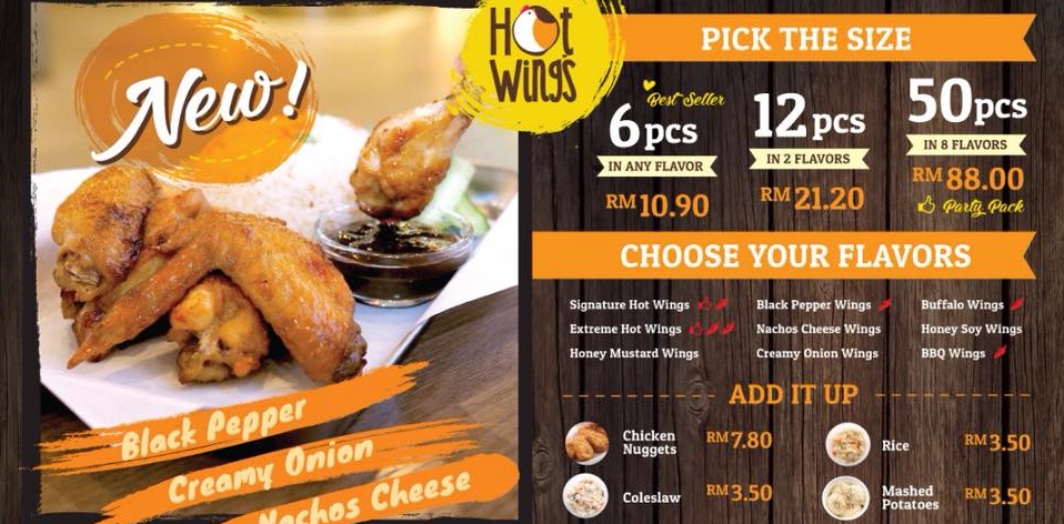 HOT WINGS ADD ONS PRICES