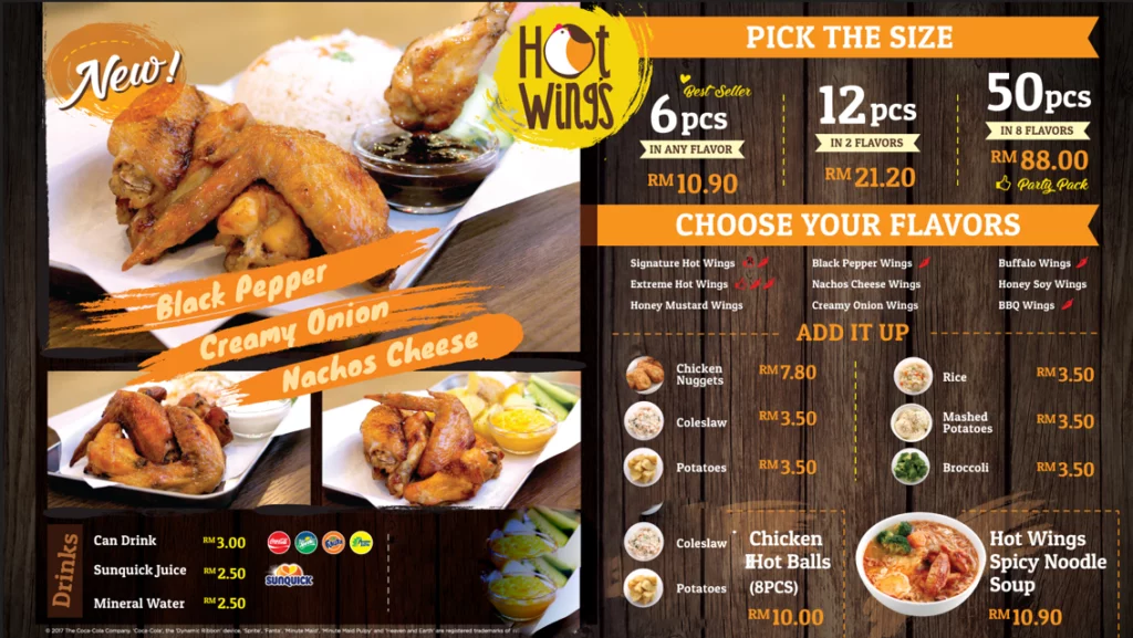 Hot Wings Menu Malaysia & Prices