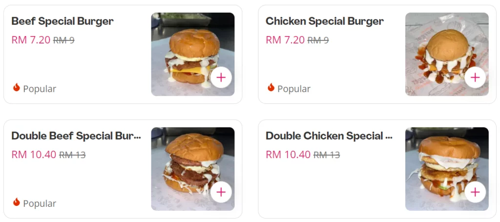 JOHN BURGER CHICKEN & BEEF BURGERS MENU WITH PRICES