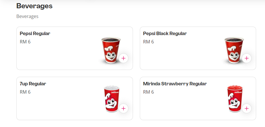 JOLLIBEE BEVERAGES PRICES