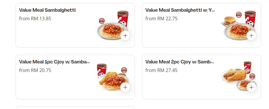 JOLLIBEE SPAGHETTI PRICES