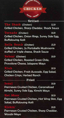 KGB CHICKEN BURGERS PRICES