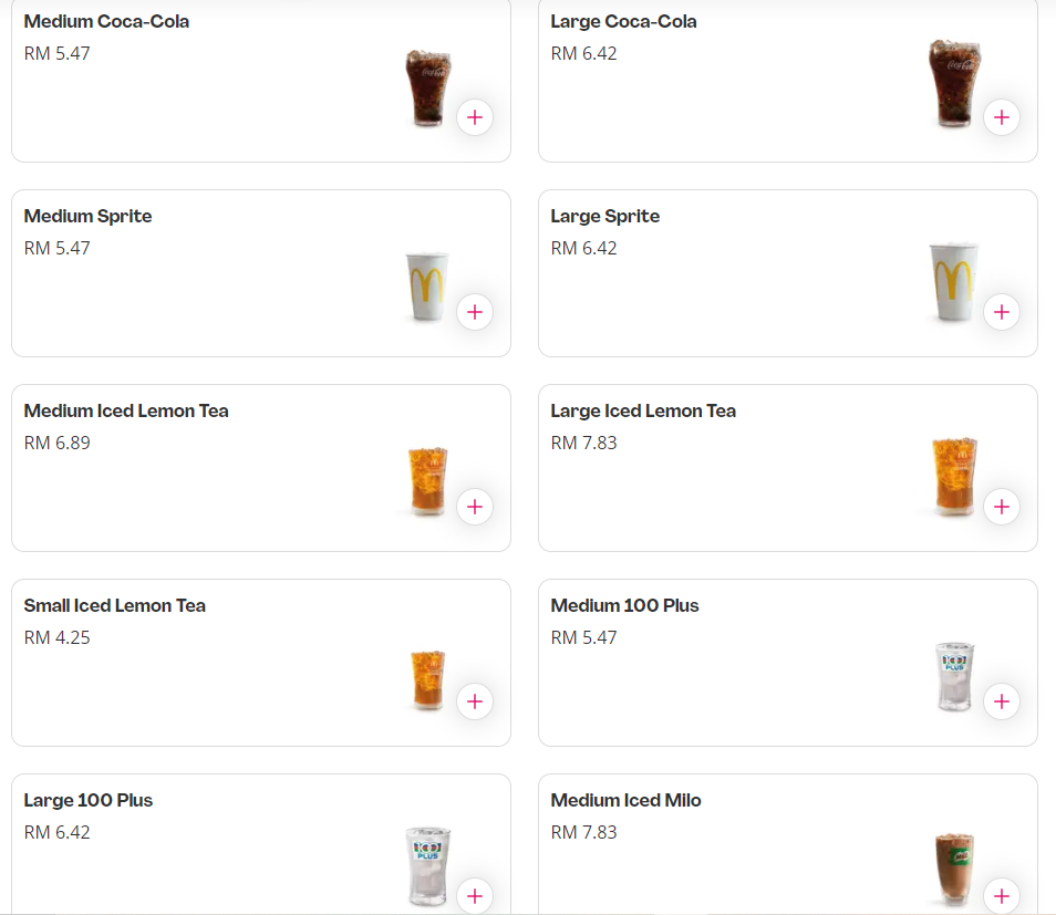 MCDONALD’S BEVERAGES PRICES