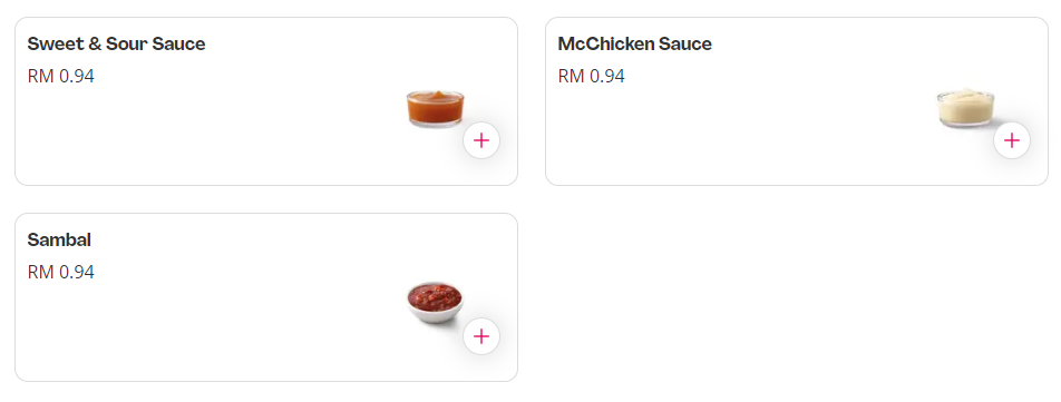 MCDONALD’S CONDIMENTS PRICES