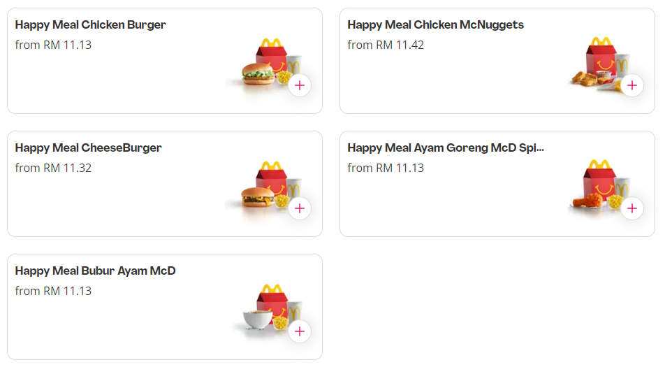 MCDONALD’S HAPPY MEALS PRICES