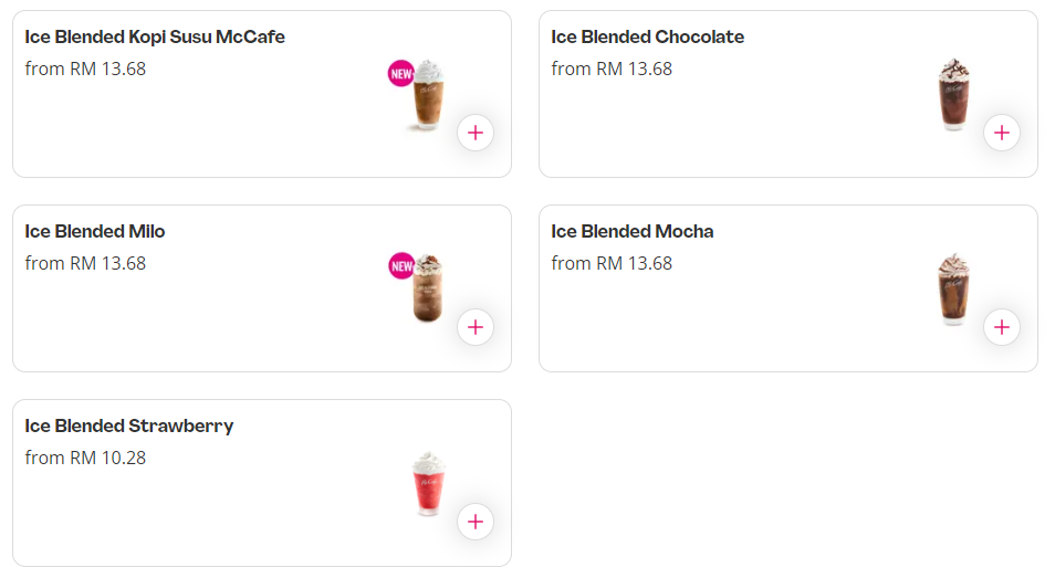 MCDONALD’S MCCAFE DRINKS PRICES