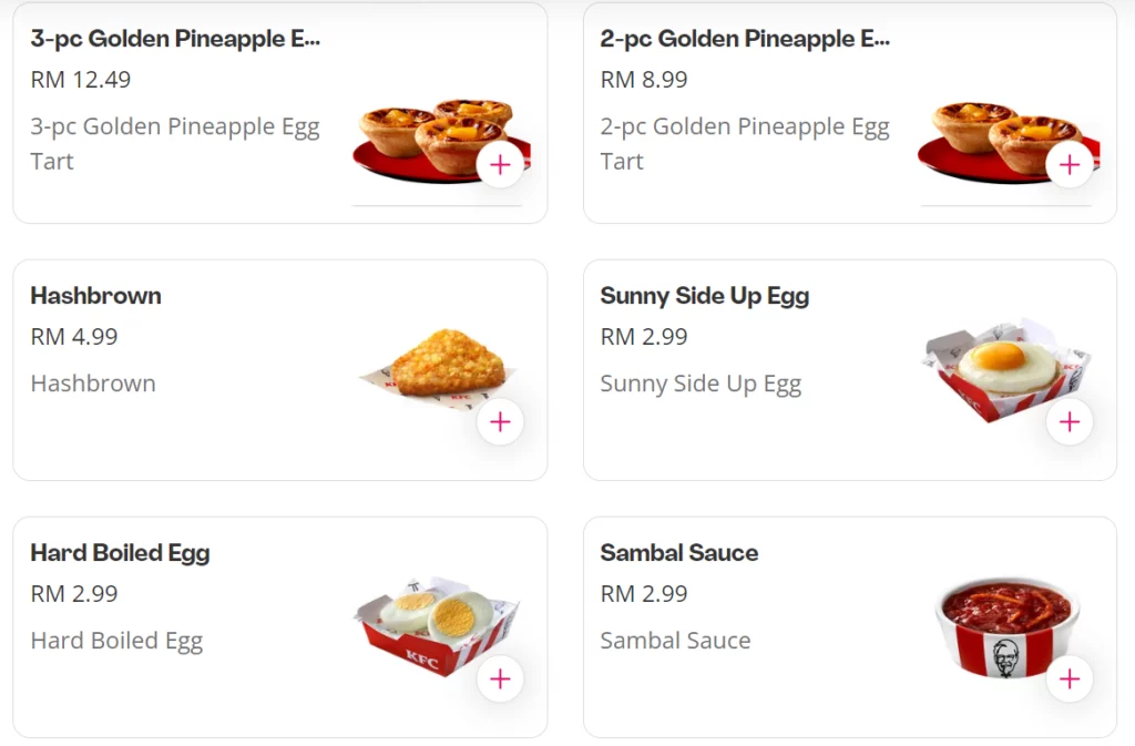 MENU KFC ADD-ON SIDES PRICES