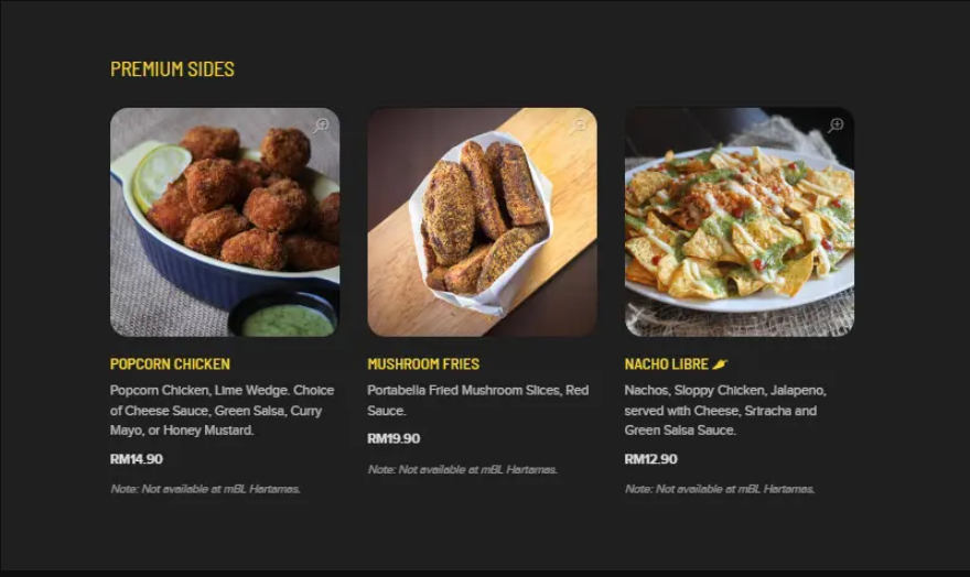 MYBURGERLAB PREMIUM SIDES MENU WITH PRICES