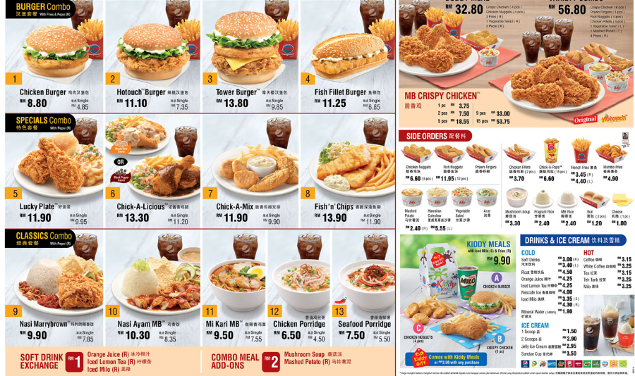 Marrybrown Menu Malaysia & Prices