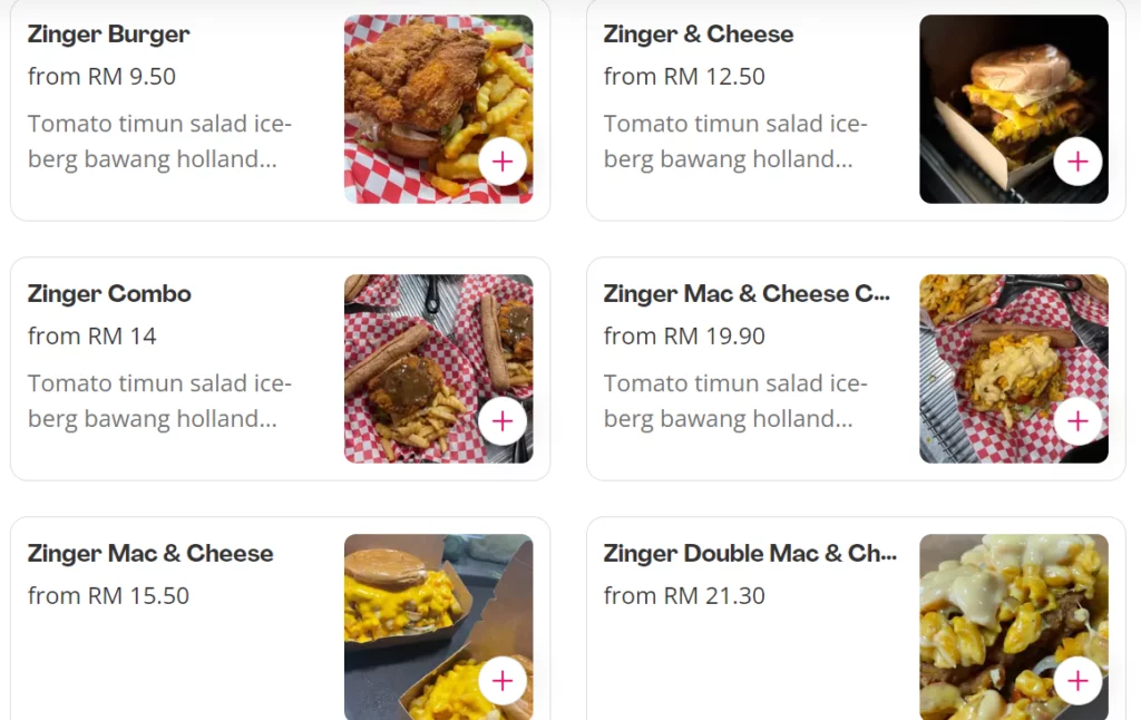 PLANTINGGG BURGER ZINGER BURGER PRICES