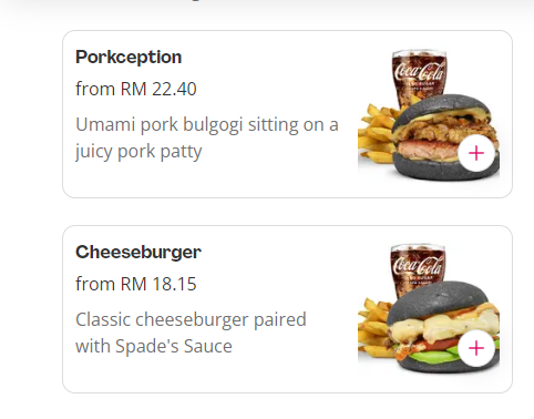 SPADE BURGER BASIC PRICES