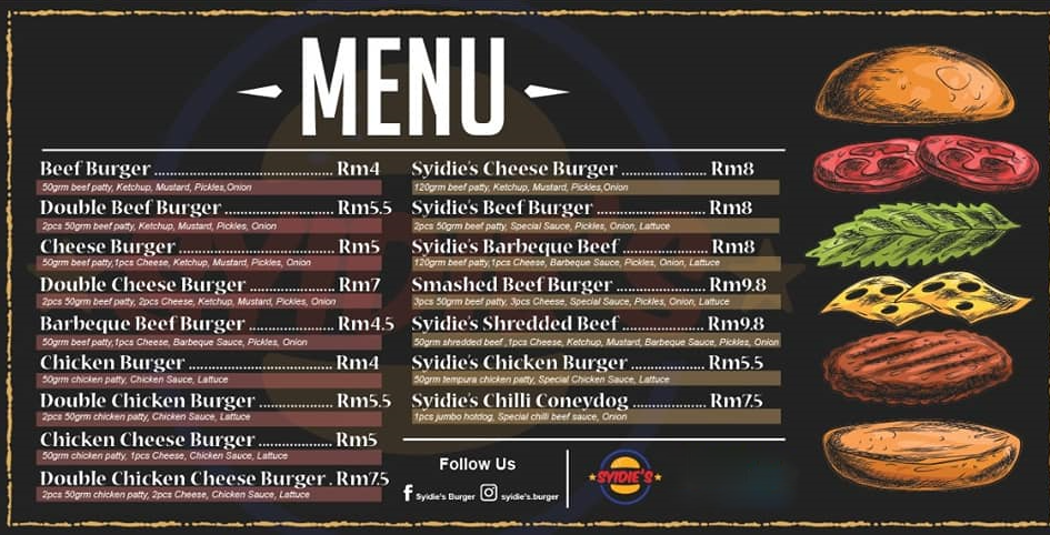 Syidie Burger & Cafe Menu Malaysia & Prices