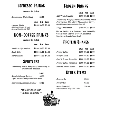 THE DAILY GRIND BEVERAGES PRICES