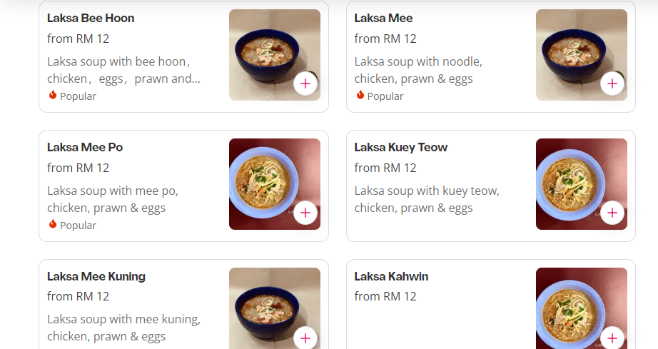 WW LAKSA HOUSE ADD EXTRA PRICES