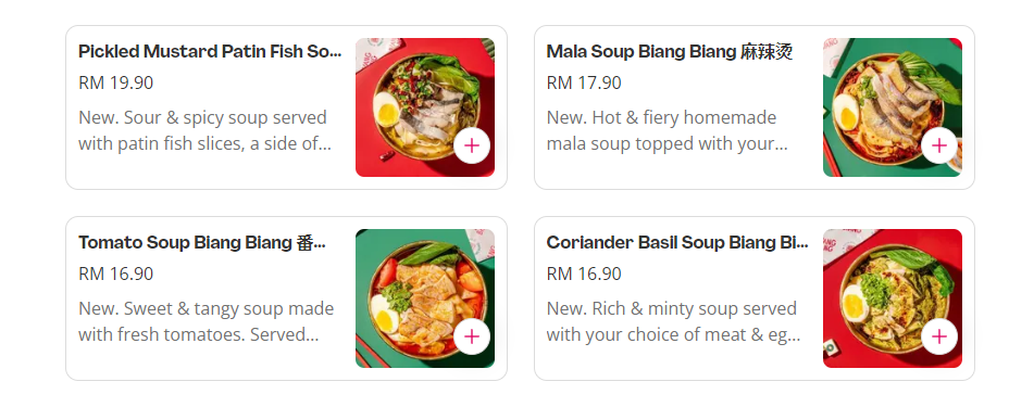 BIANG BIANG SOUP NOODLE MENU WITH PRICES