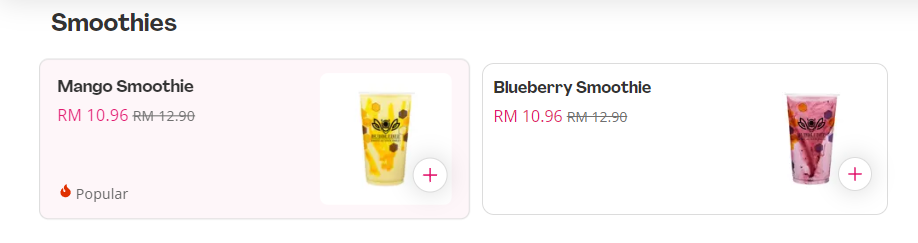 BUBBLEBEE MALAYSIA SMOOTHIES PRICES