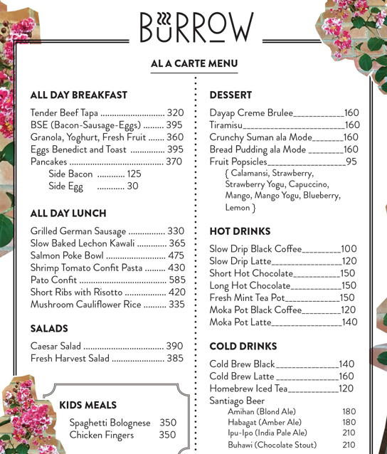 Burrow BSC Menu Malaysia & Prices list updated