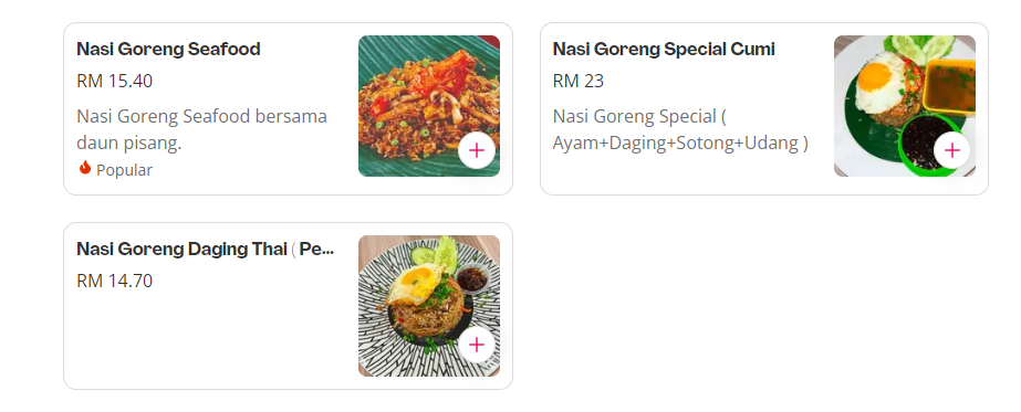 CUMI KONTENA NASI LEMAK PRICES