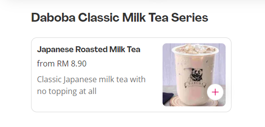 DABOBA CLASSIC MILK TEA SERIES PRICES