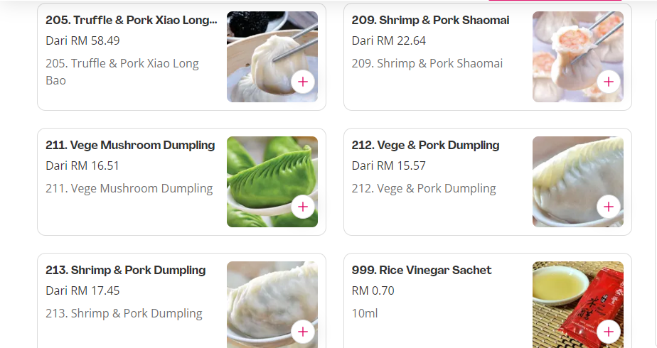 DIN TAI FUNG MERCHANDISES PRICES