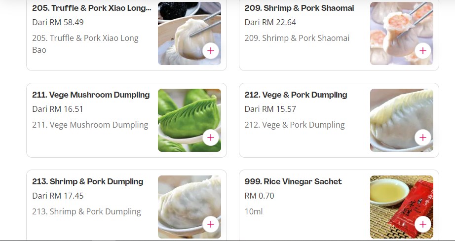 DIN TAI FUNG SEAFOOD DUMPLINGS PRICES