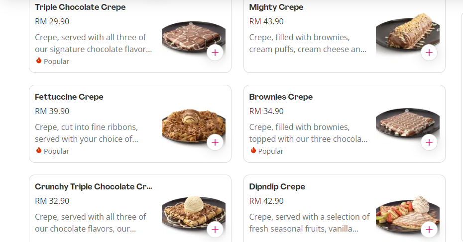 DIPNDIP MENU CREPE PRICES