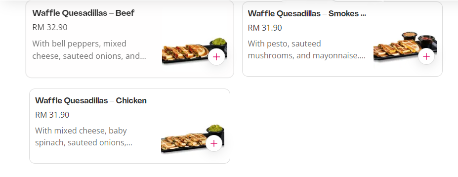 DIPNDIP WAFFLE QUESADILLAS MENU PRICES