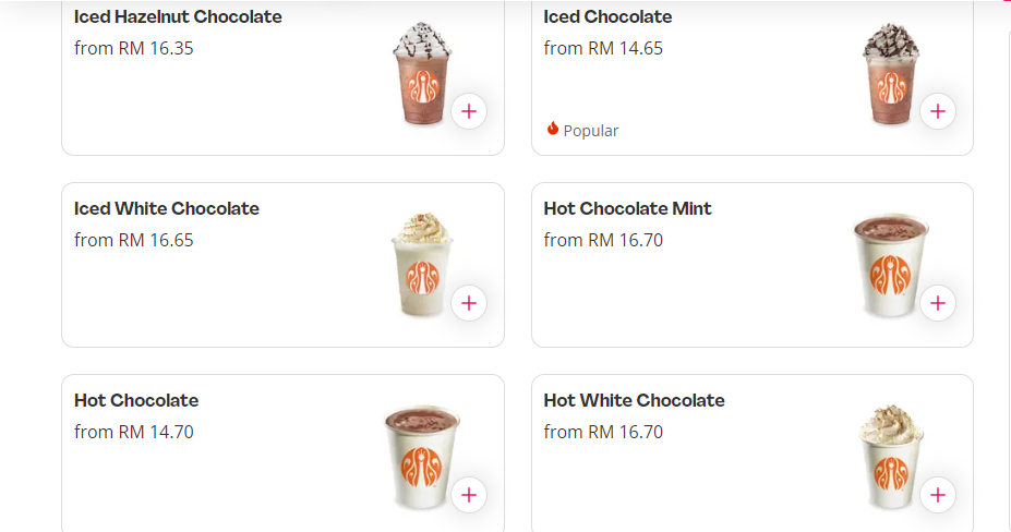 J.CO CHOCOLATES PRICES MENU