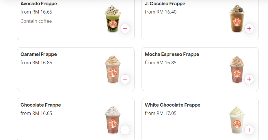 J.CO FRAPPES MENU PRICES