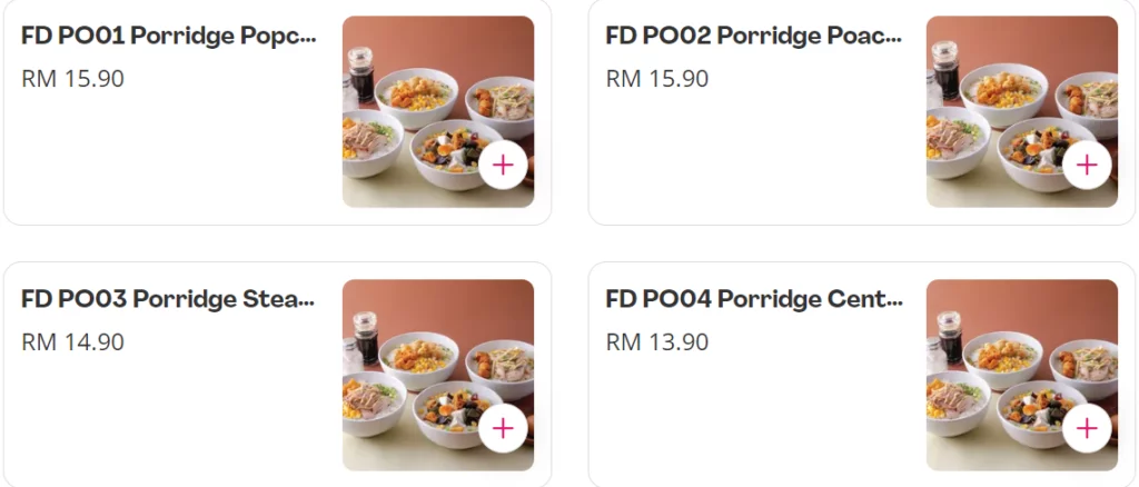 KLUANG STATION PORRIDGE PRICES