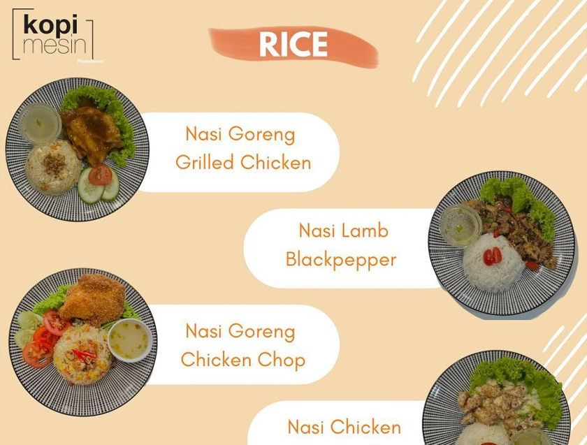 KOPI MESIN RICE COURSE MENU PRICES