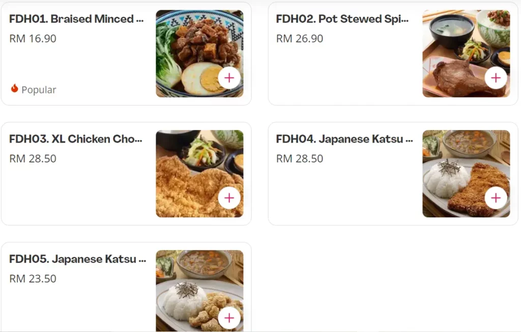 MANJOE RICE SET MEALS PRICES