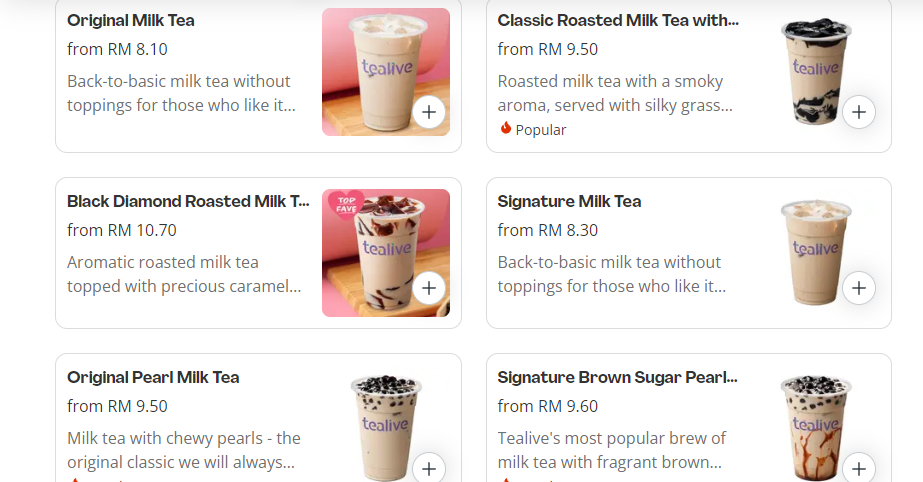 TEALIVE MILK TEA PRICES