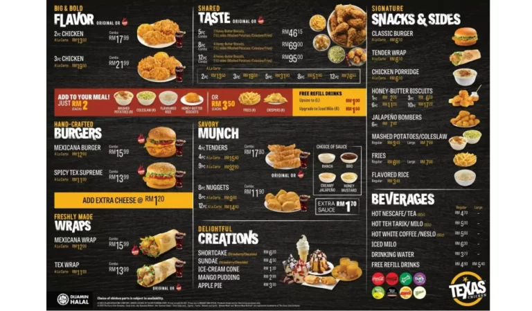 Texas Chicken Menu Malaysia & Prices list Updated