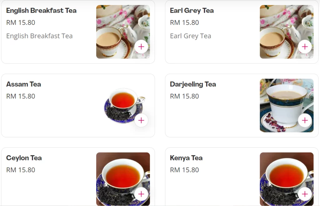 WINTER WARMERS BLACK TEA MENU PRICES