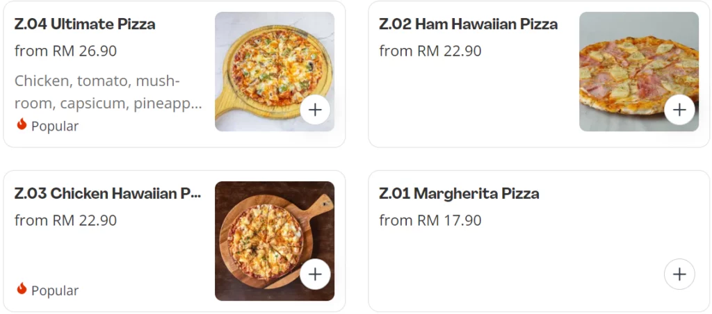 10 GRAM PIZZA MENU PRICES