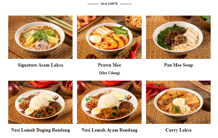 AH CHEN LAKSA ALA CARTE MENU WITH PRICES