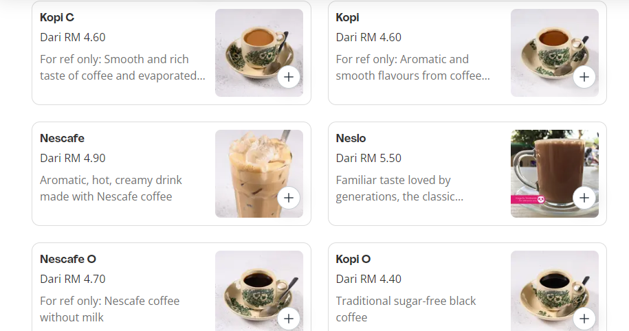 ALI, MUTHU & AH HOCK KOPI PRICES