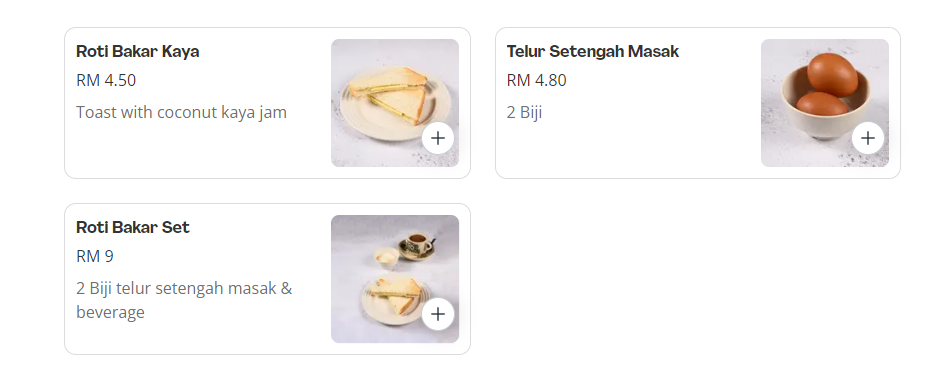 ALI, MUTHU & AH HOCK ROTI & TELUR PRICES